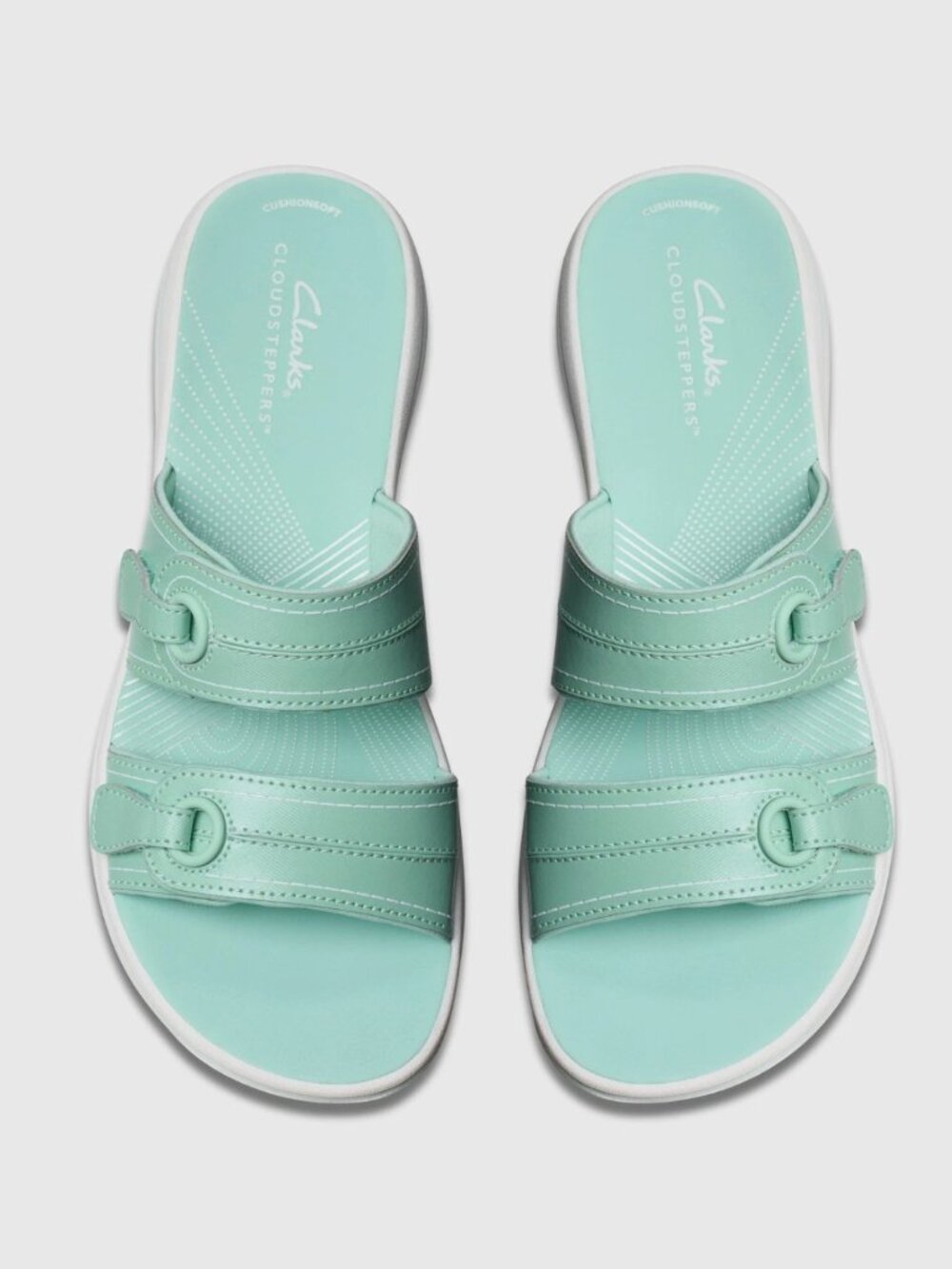 NEW Clarks Women's Breeze Maye Mint Green 26181770 Slip On Sandal Adjustable